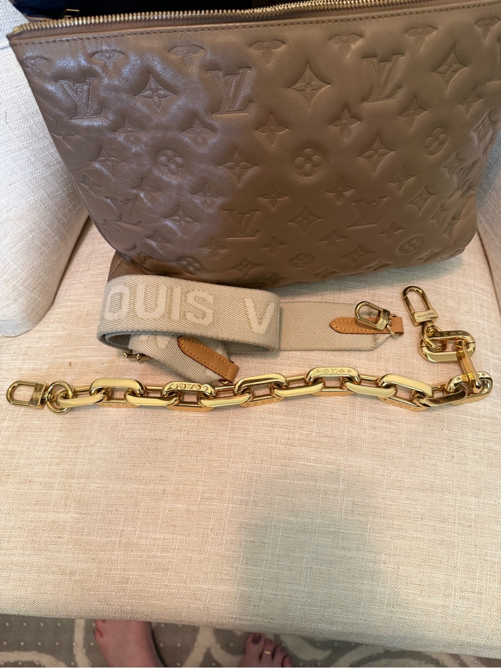 Louis Vuitton Taupe Coussin MM